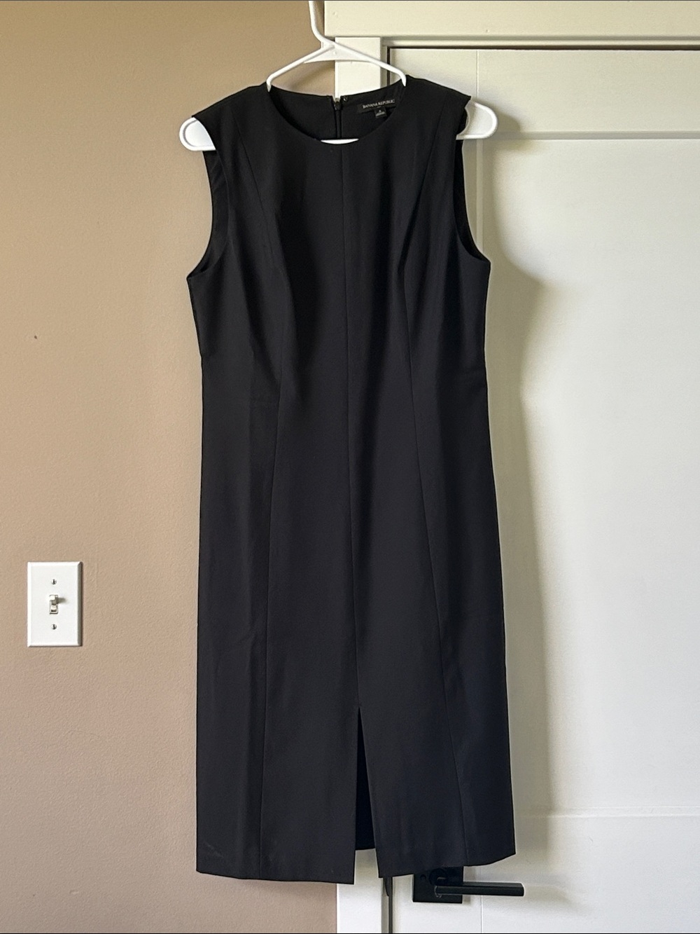 Banana Republic Black Sleeveless Midi Sheath Dress with Front Slit